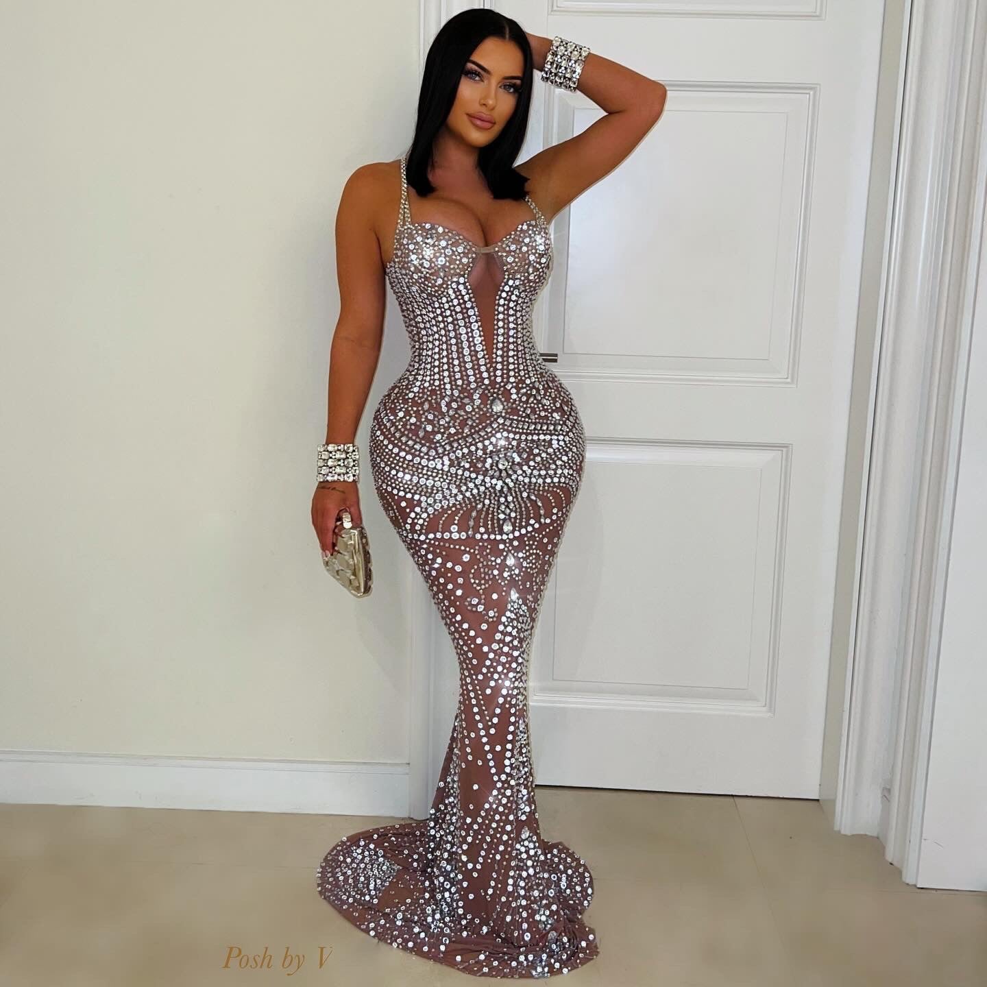 Imperial crystal gown (Brown/silver)