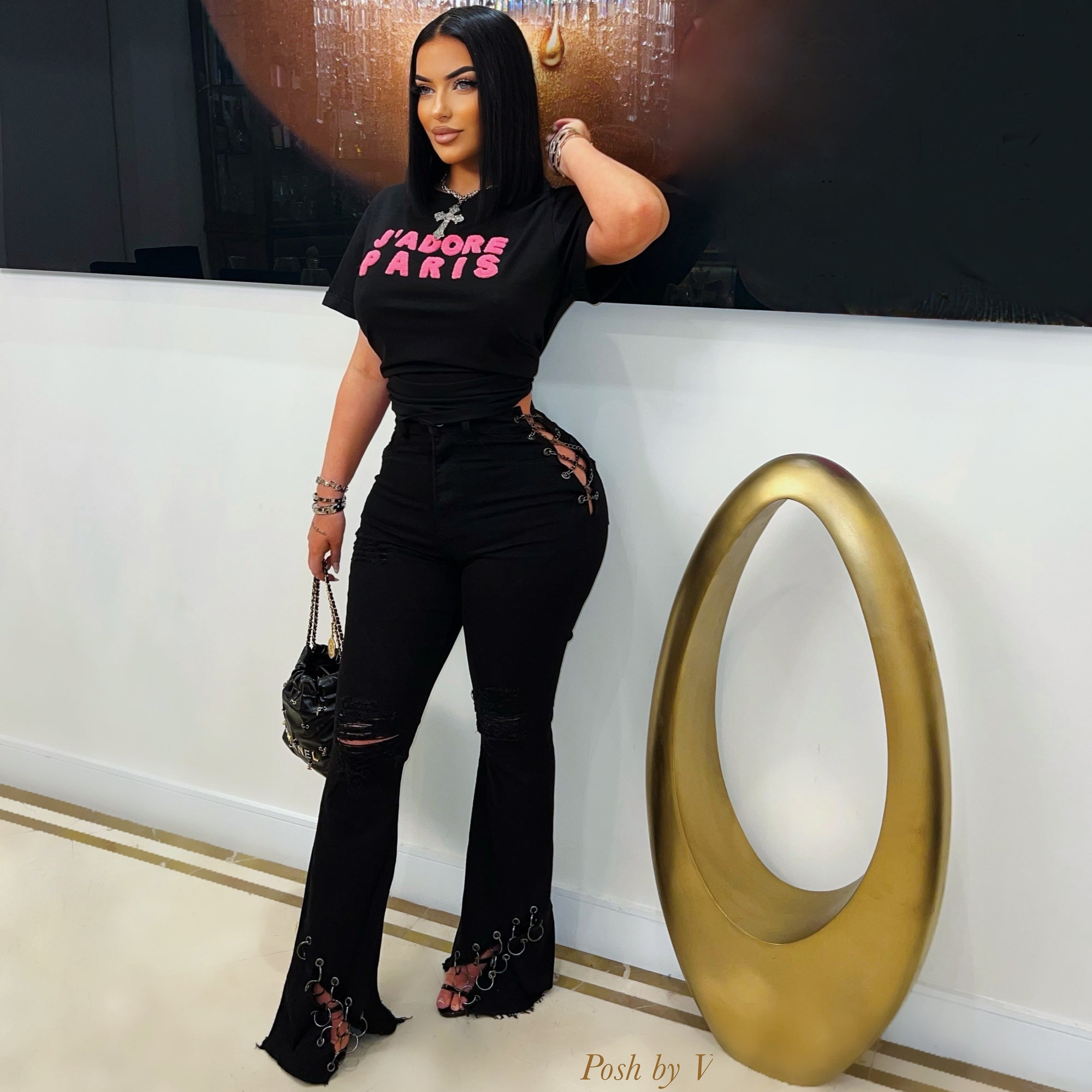 Revolt chain jeans (Black)