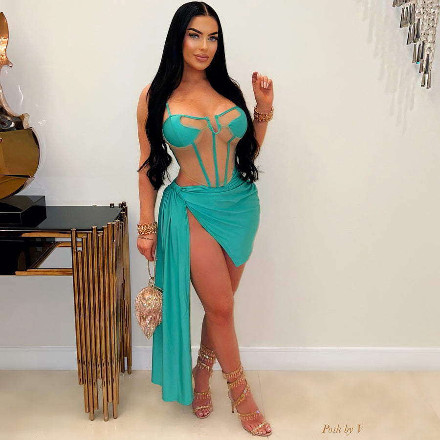 Saint corset skirt set (Green)