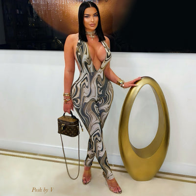 Alexa jumpsuit (Brown multi)