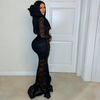 Imperial lace dress w/headpiece (Black)
