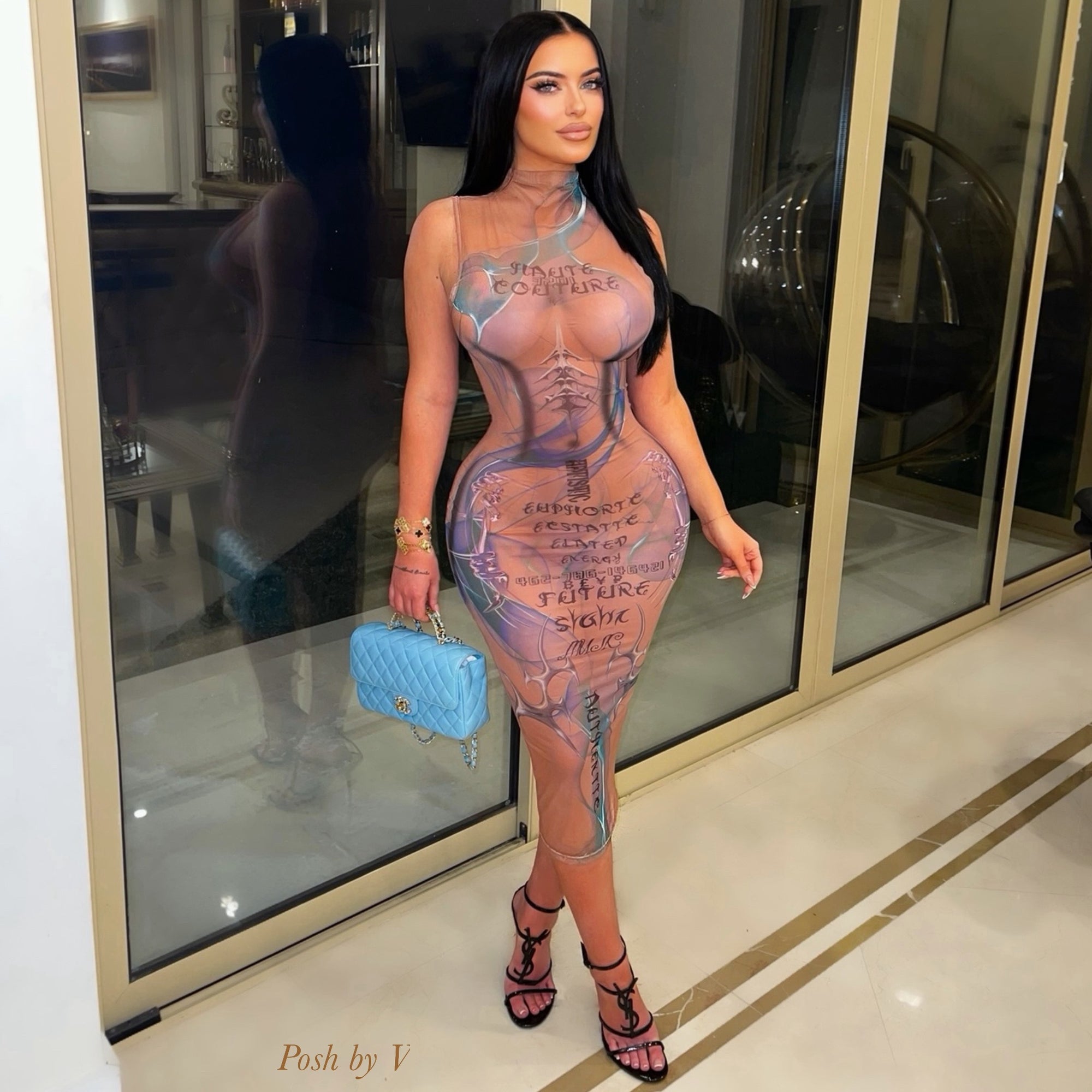 Haute couture body dress (Nude multi)