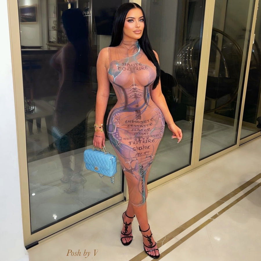 Haute couture body dress (Nude multi)
