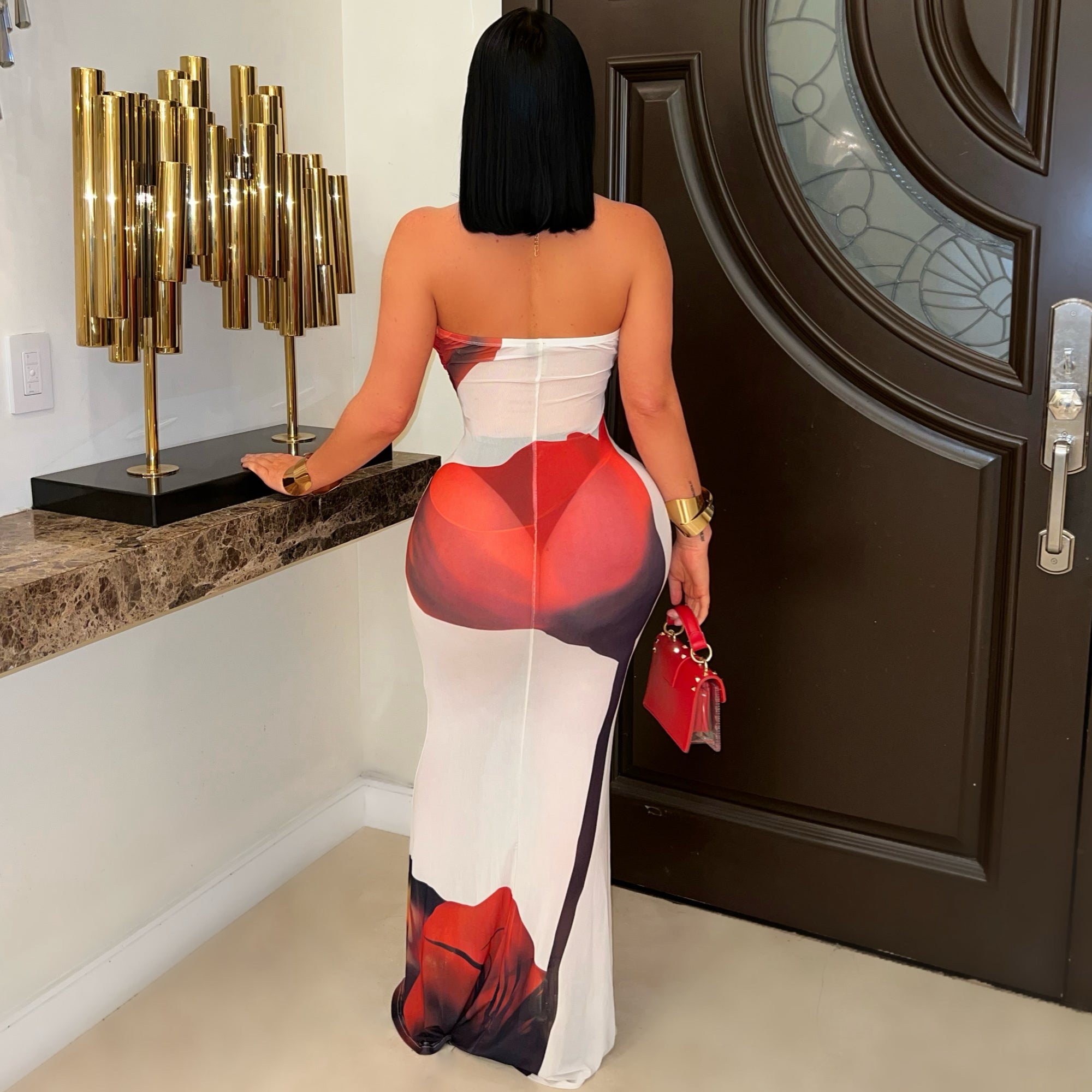Flower bomb maxi dress (Red/ivory)