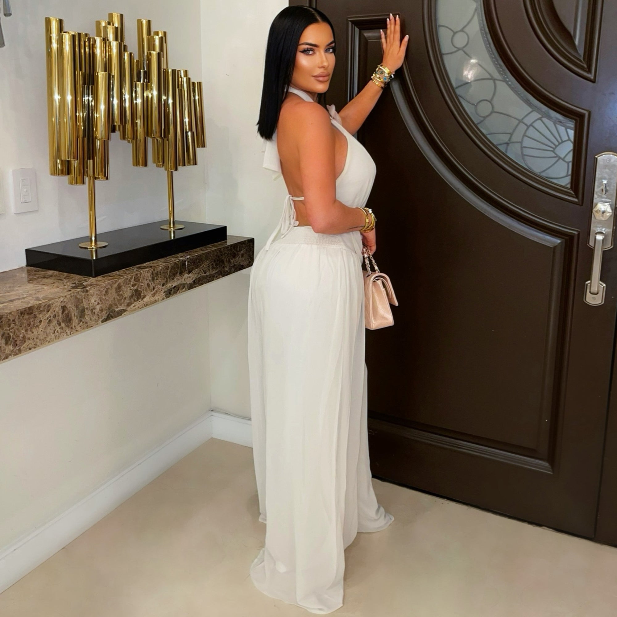 Setai palazzo pants set (Cream)