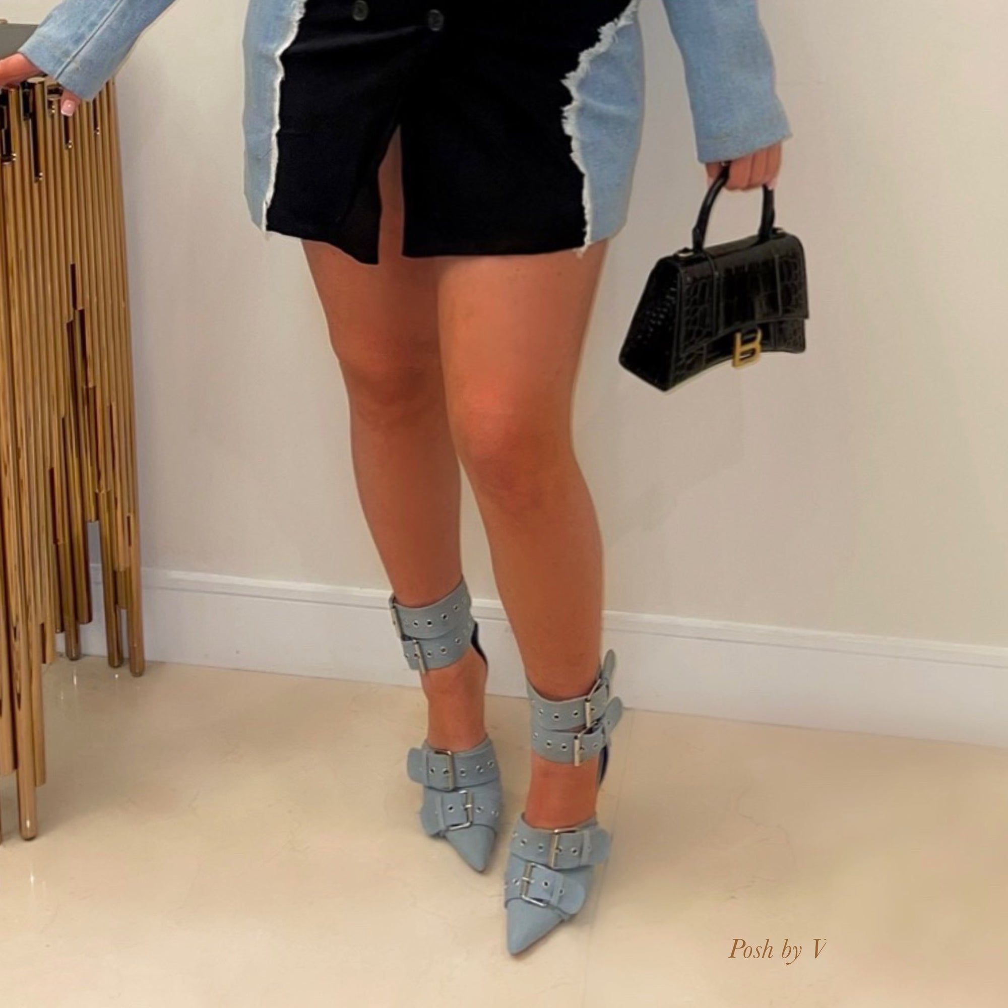Kai buckle heels (Blue denim)