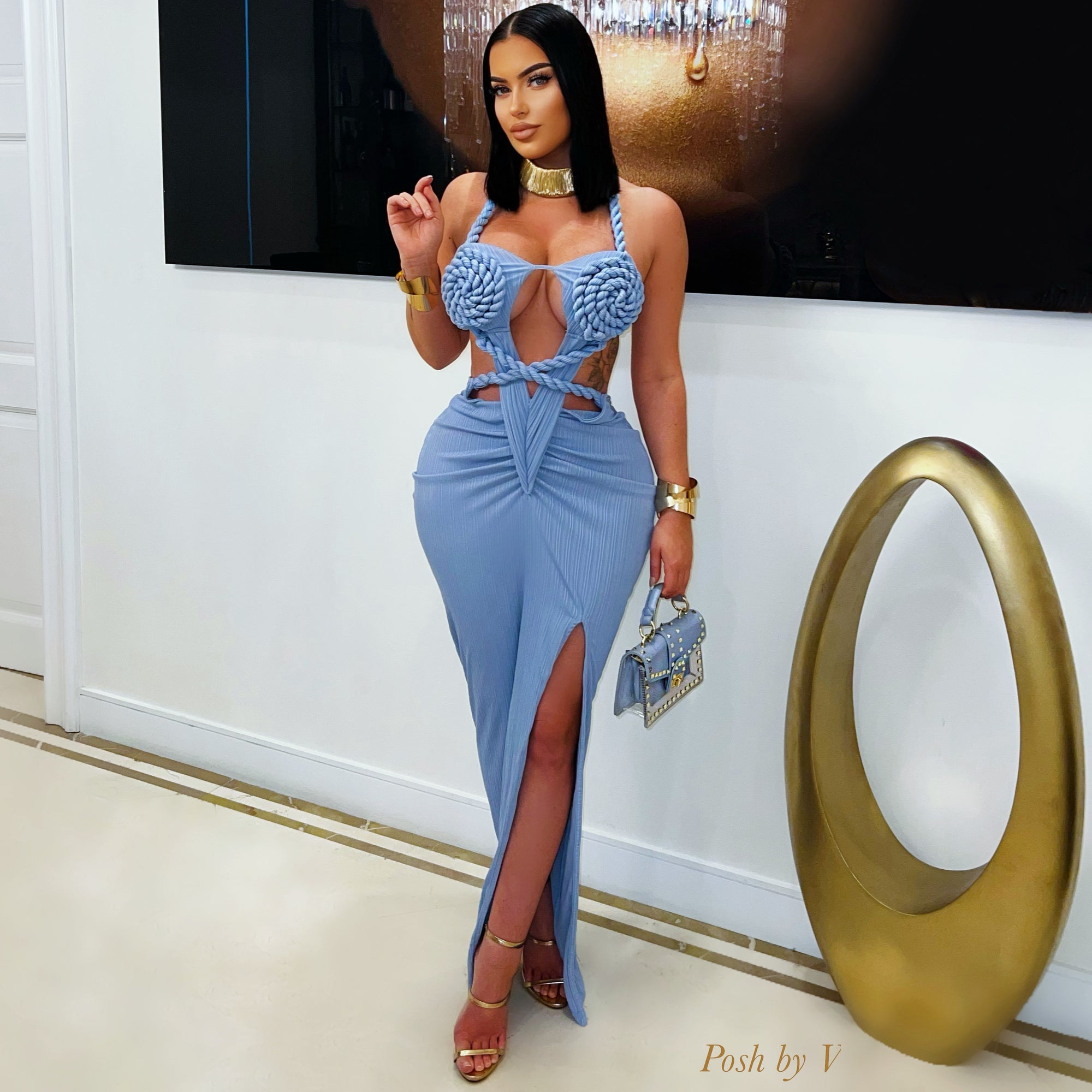 Cancun rope maxi dress (Sky blue)