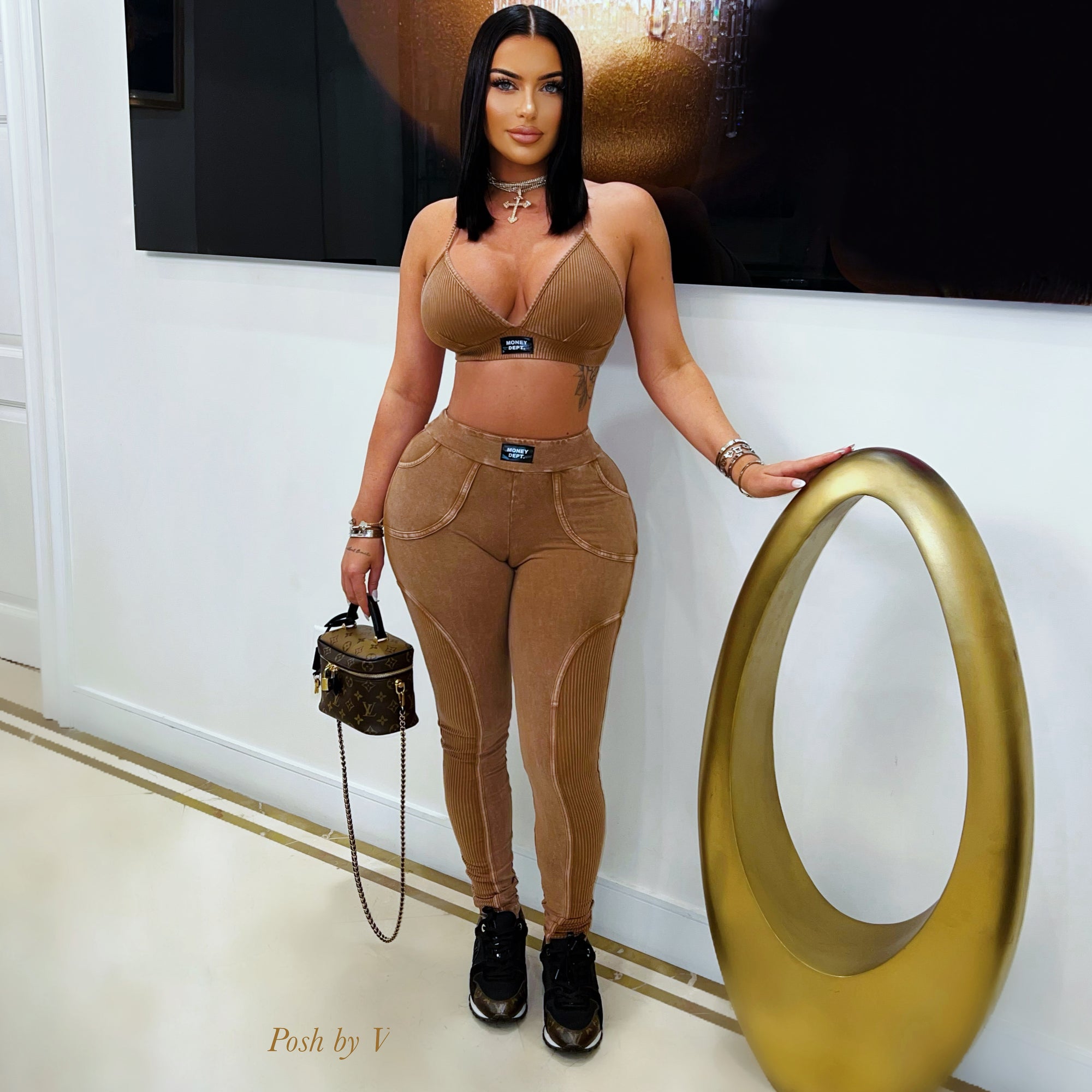 Money dept leggings set (Brown)