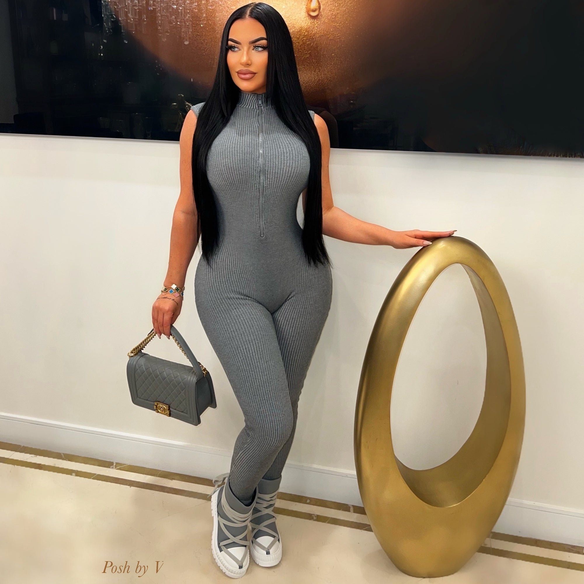 Chevron bomber jacket (Grey)