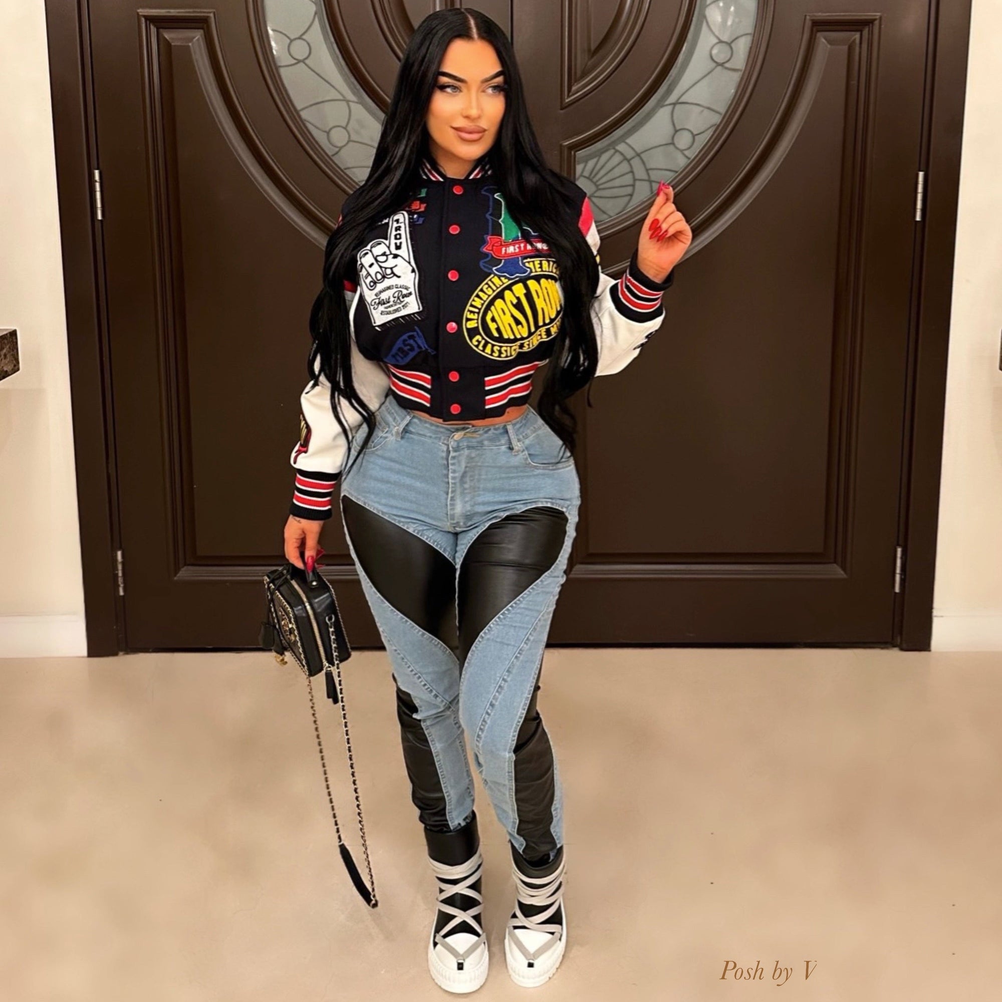 Mirani leather jeans (Black/denim)