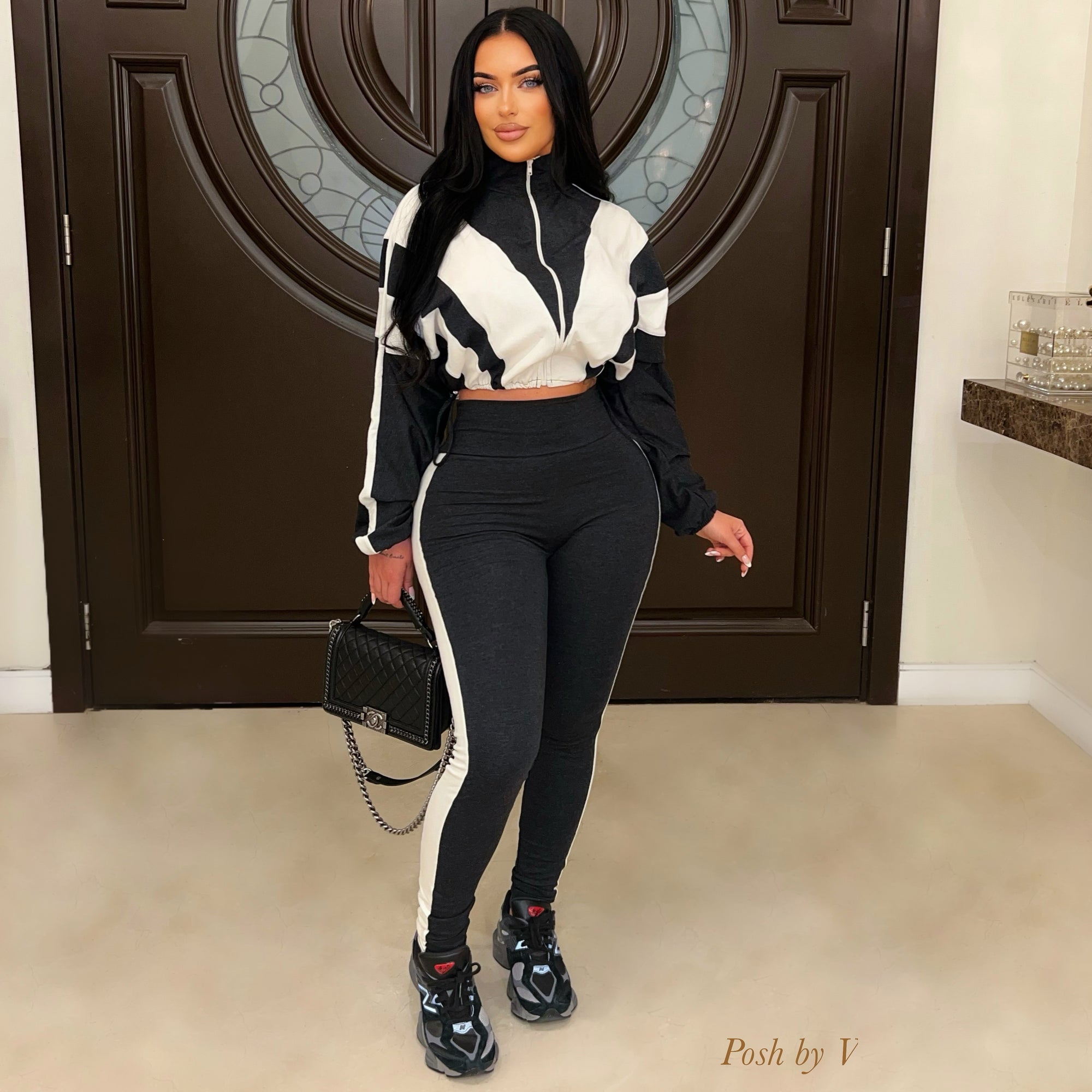 Seula lounge leggings set (Charcoal/ivory)