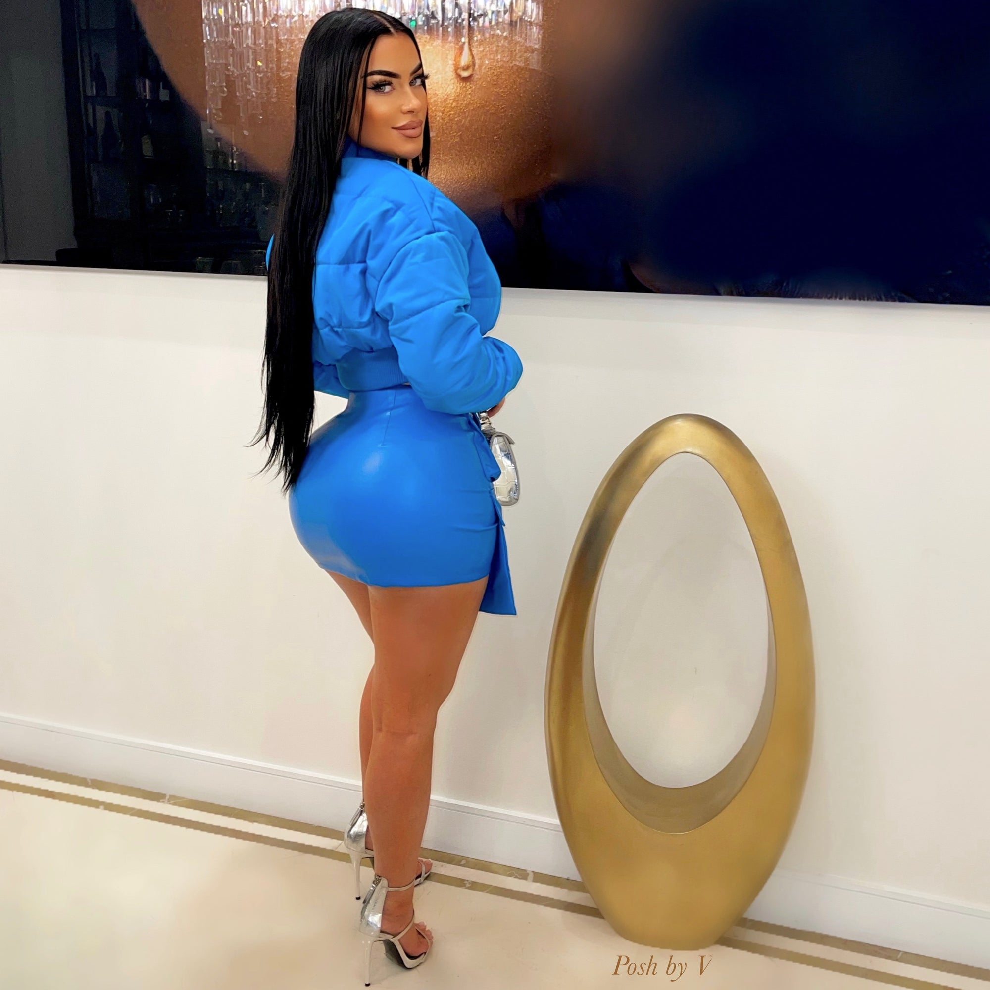 Monte bomber skirt set (Blue)