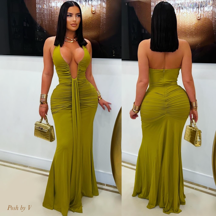 Xaliri crystal gown (White/Emerald)