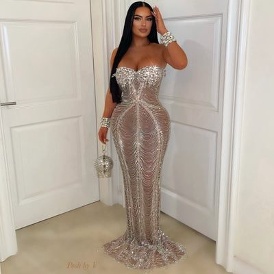 Couture crystal gown (Nude/Silver)