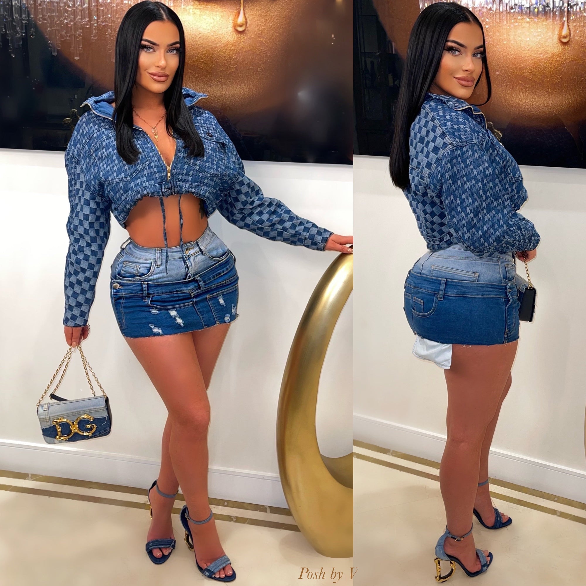 Coco denim jacket (Two-tone)