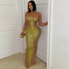 Galore glam crystal dress (Nude/Yellow)