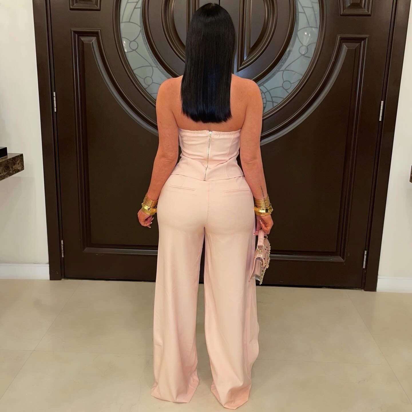 Lariel palazzo pants set (White)