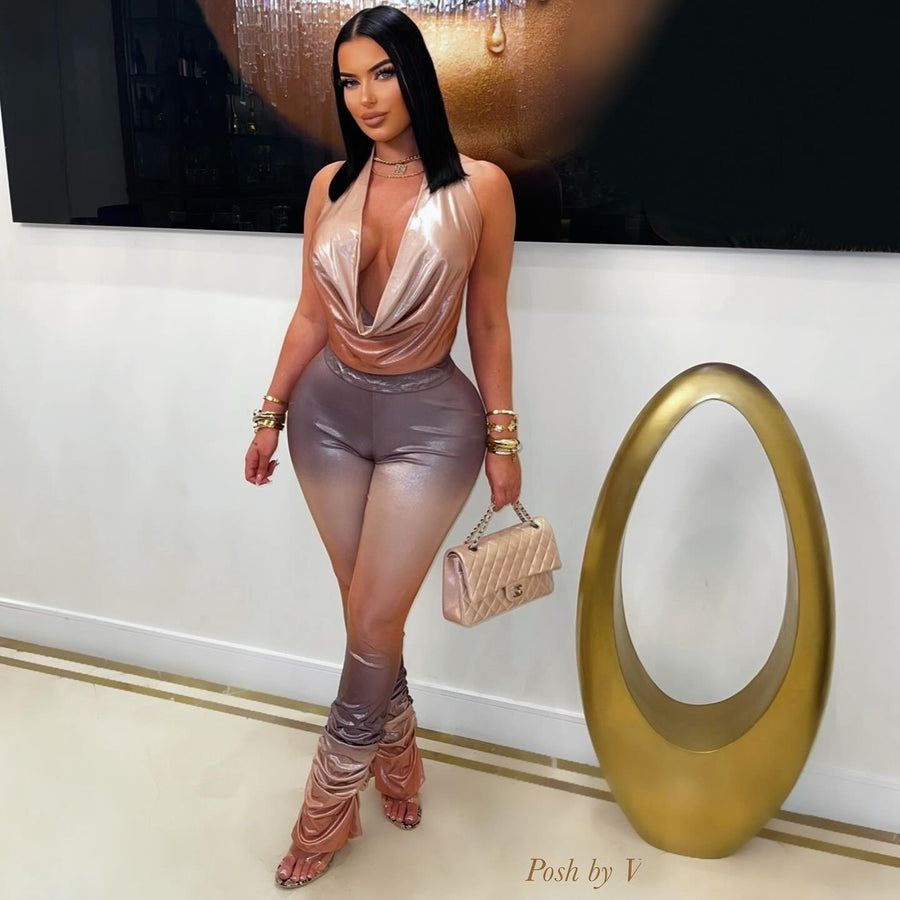 Niela glam pants set (Champagne ombré)