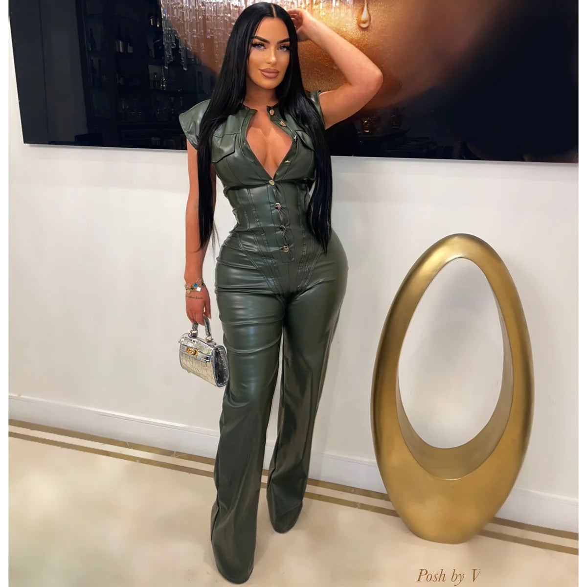 Leather jumpsuit shop