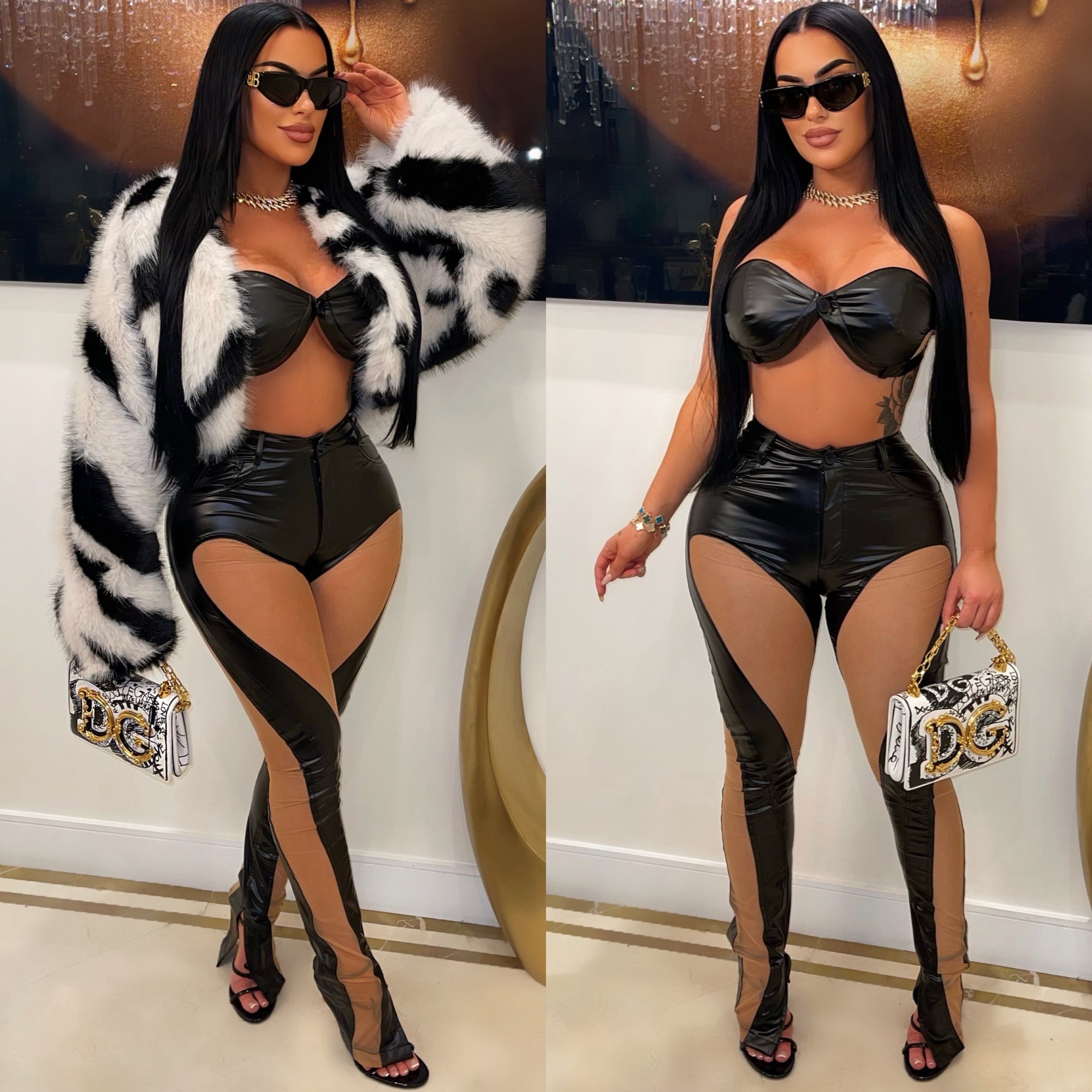 Muse fur jacket (Black/white)