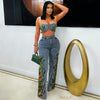 Zen denim pants set (Blue/green)