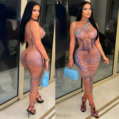 Haute couture body dress (Nude multi)