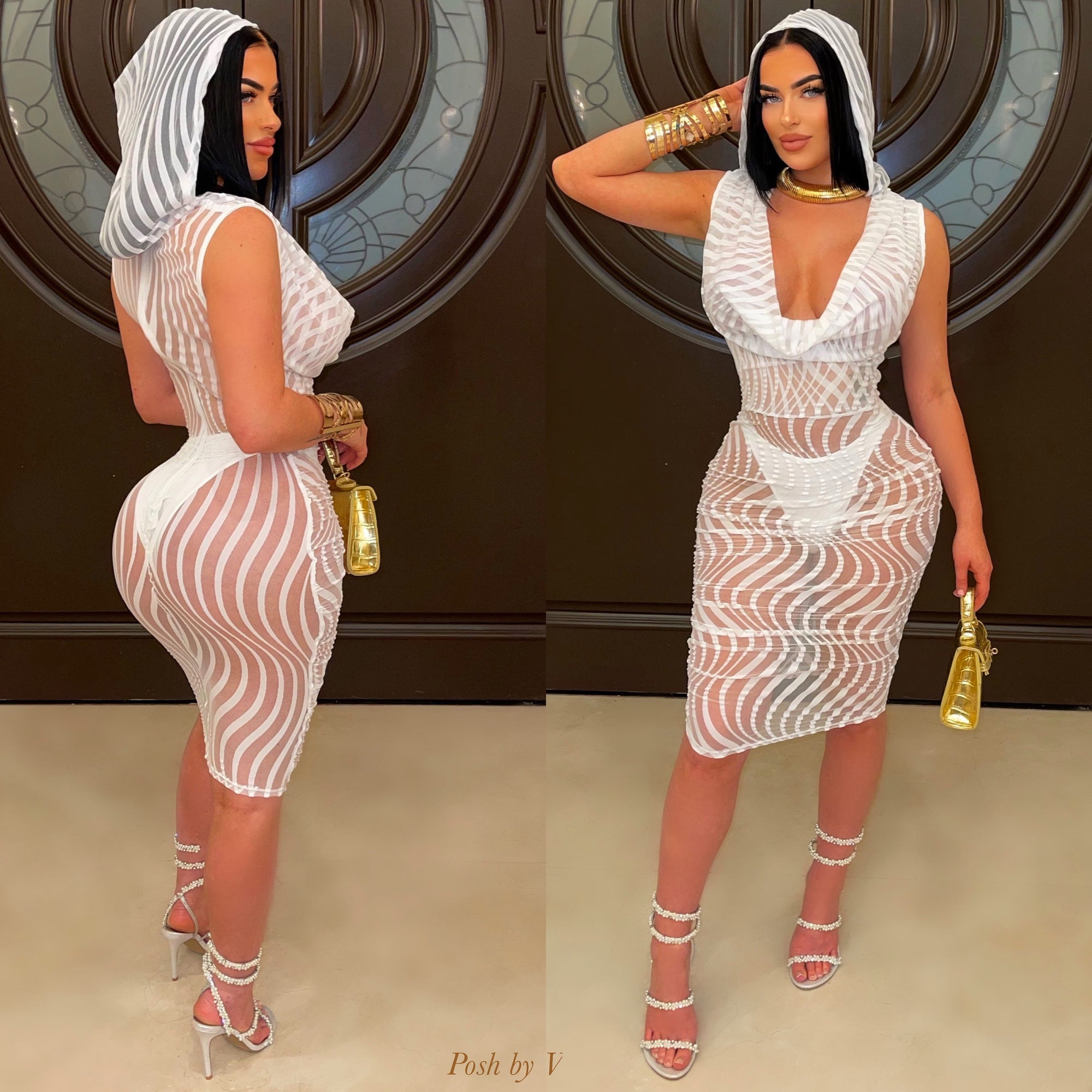 Azcari lace dress w/headpiece (White)