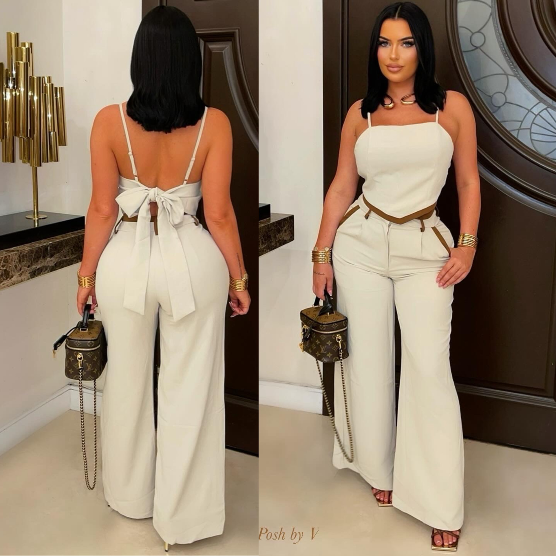 Isse palazzo pants set (Nude/brown)