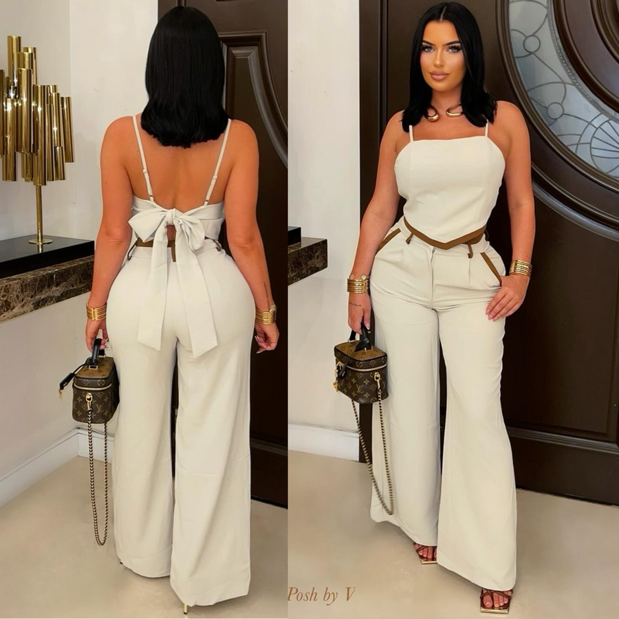 Isse palazzo pants set (Nude/brown)