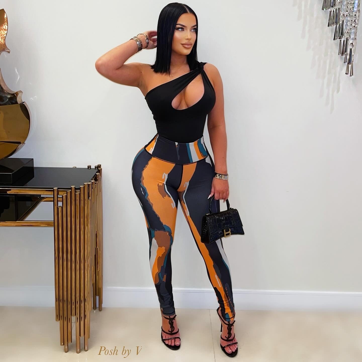 Lizzie leggings (Black/orange multi)