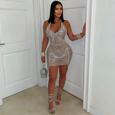 Anita crystal chain dress (Silver/white)