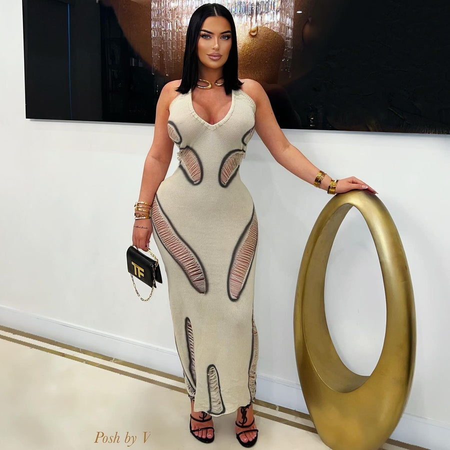 Crela knit dress (Ivory/black)