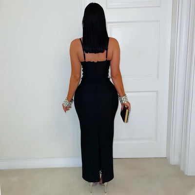 Viola crystal bandage dress (Black/silver)