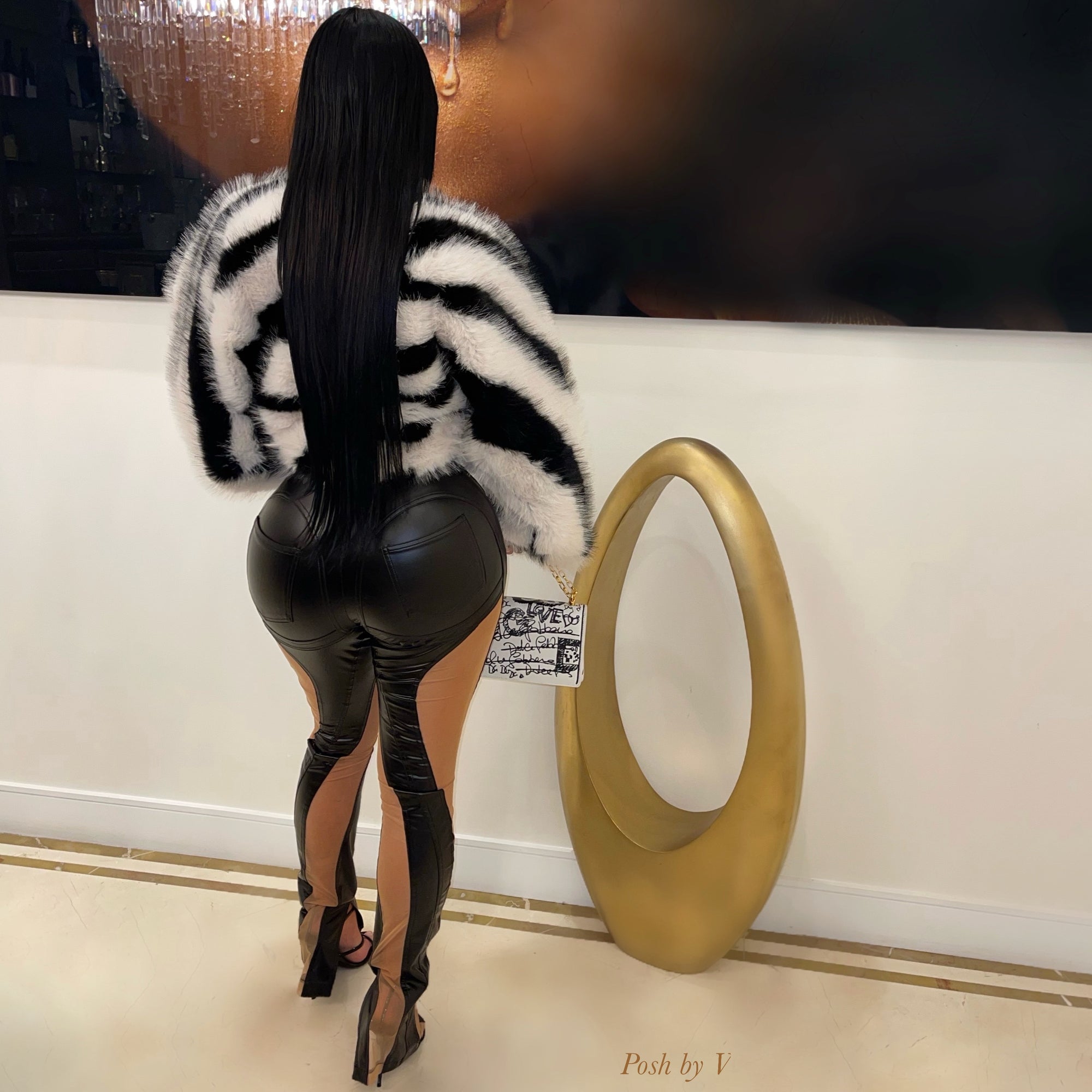 Muse fur jacket (Black/white)