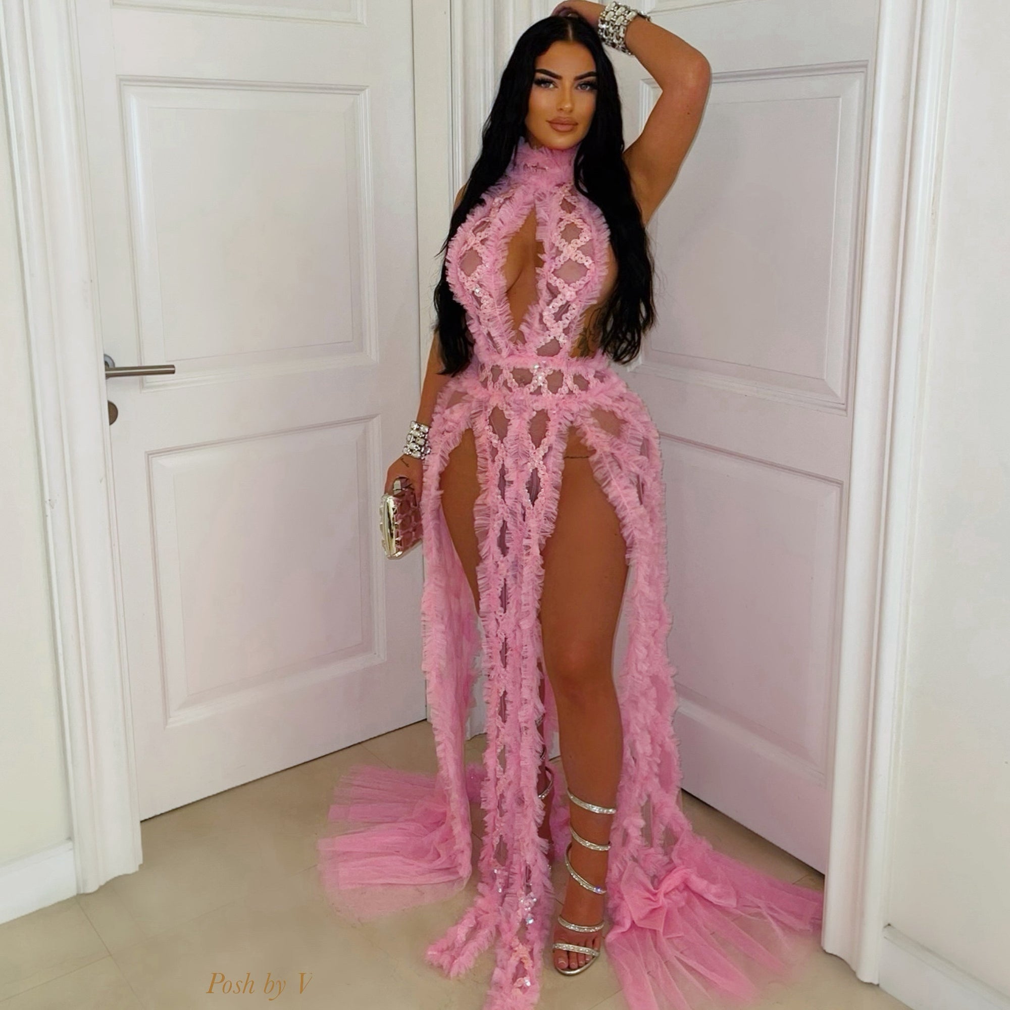 Trisse ruffle dress (Pink)