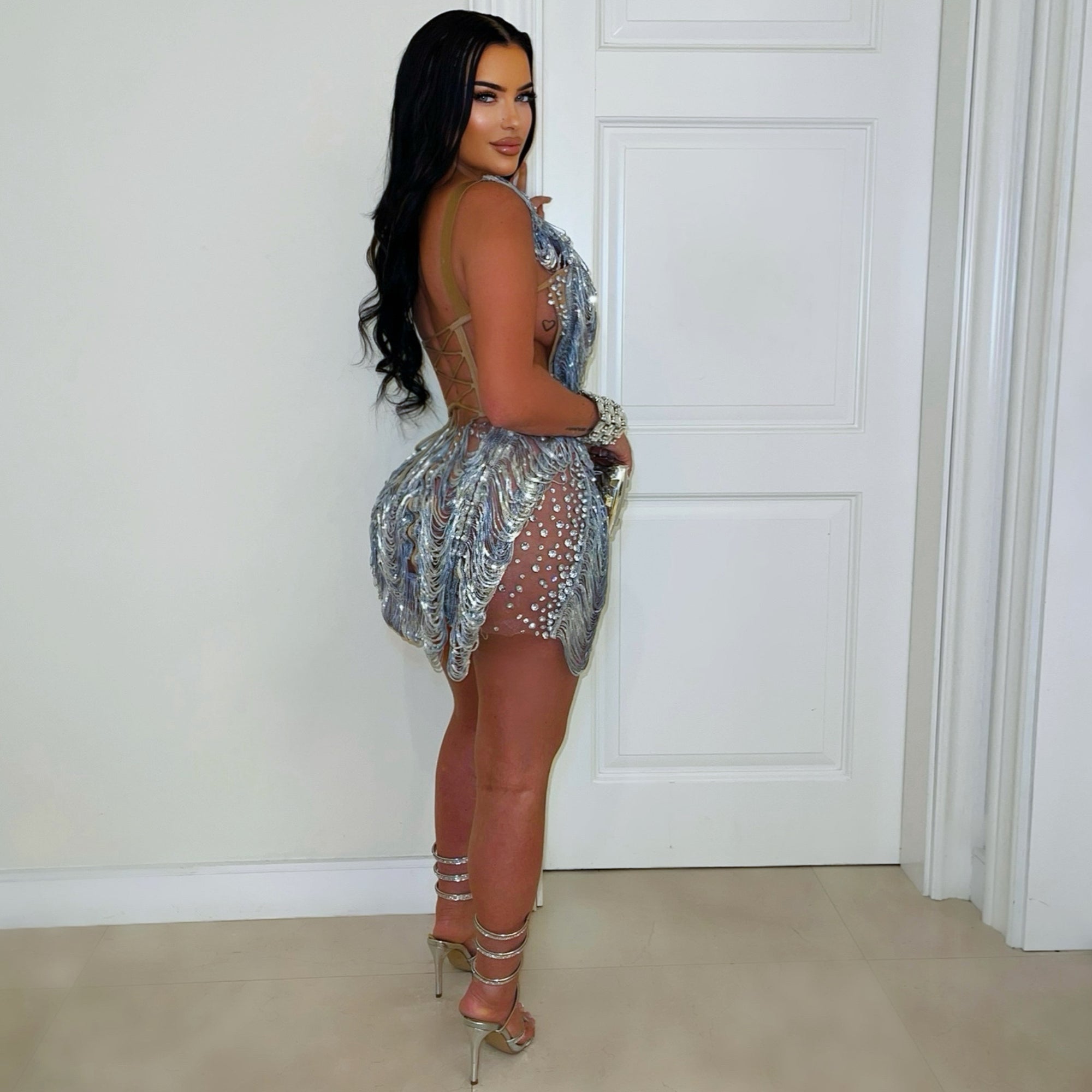Paris crystal corset dress (Silver)