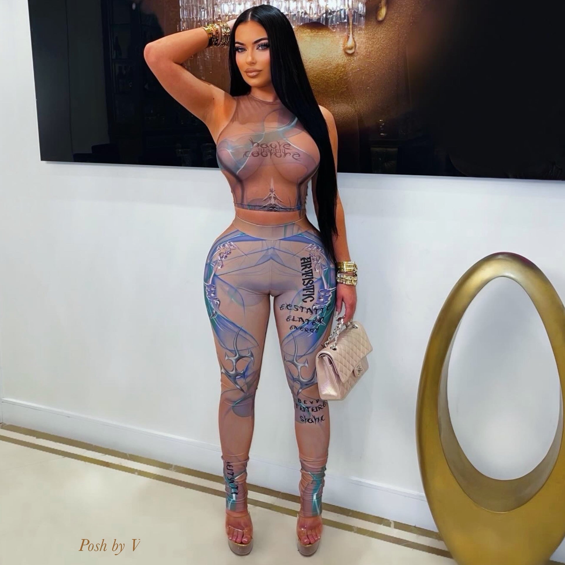 H. Couture leggings set (Wine multi)