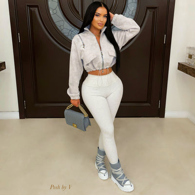 Gigi zipped leggings set (Oatmeal)