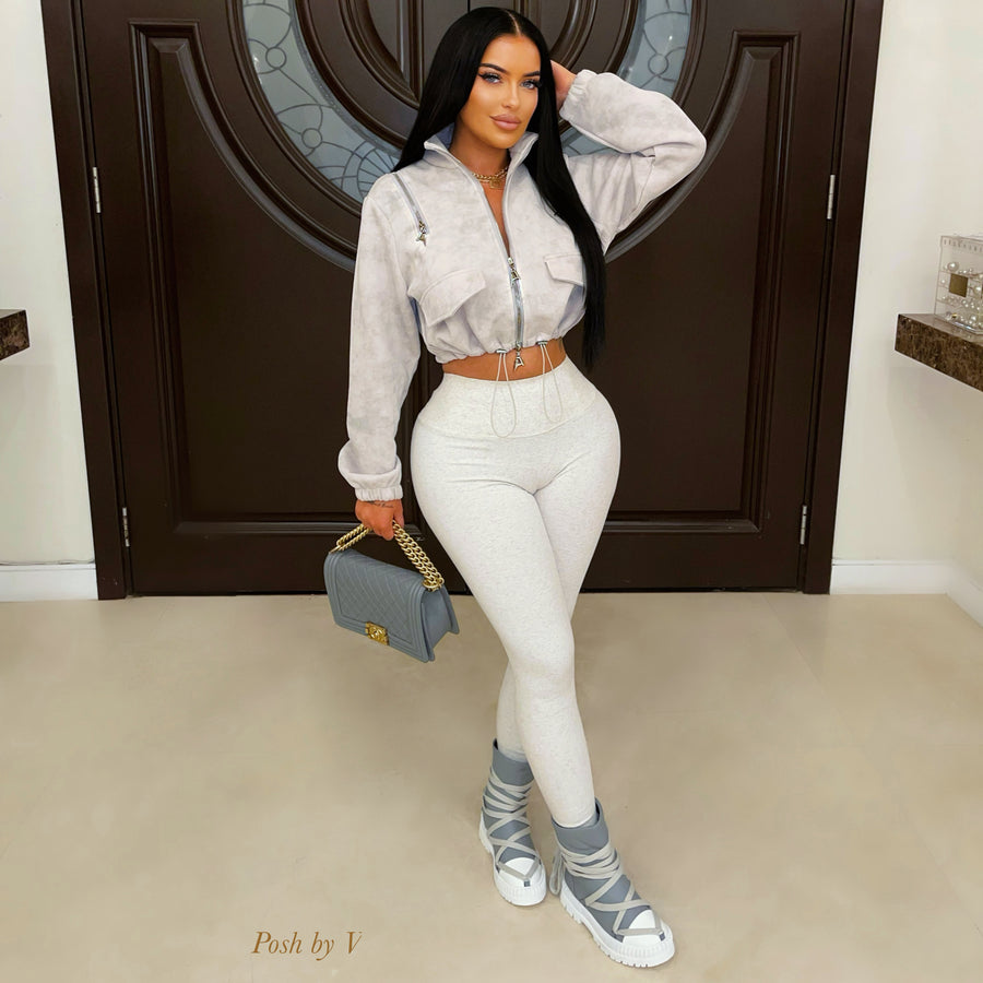 Gigi zipped leggings set (Oatmeal)