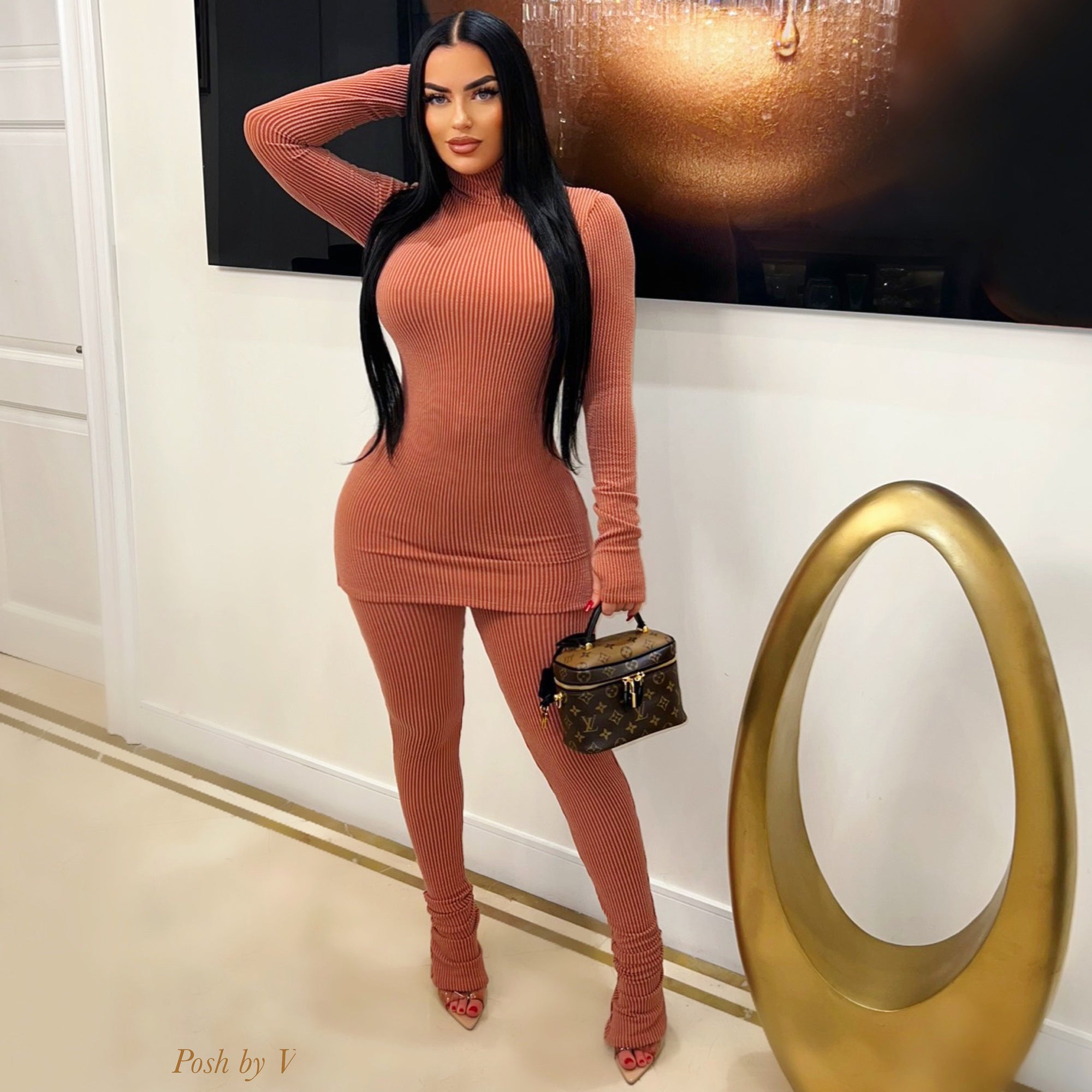 Monte rib leggings set (Mauve)