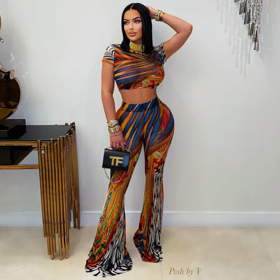 Carallo palazzo pants set (Multi)