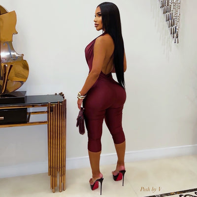 Kelise capri jumpsuit (Wine)