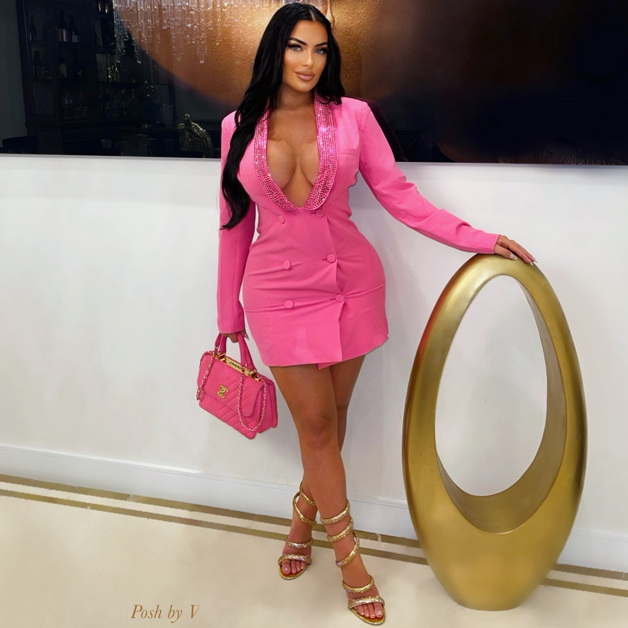 Peach blazer dress best sale