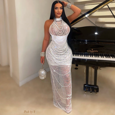 Anira pearl crystal dress (White)