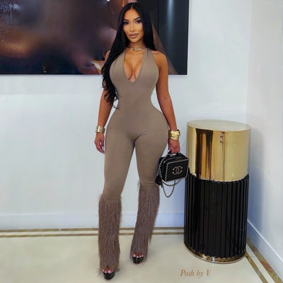 Posh fringe jumpsuit (Mocha)