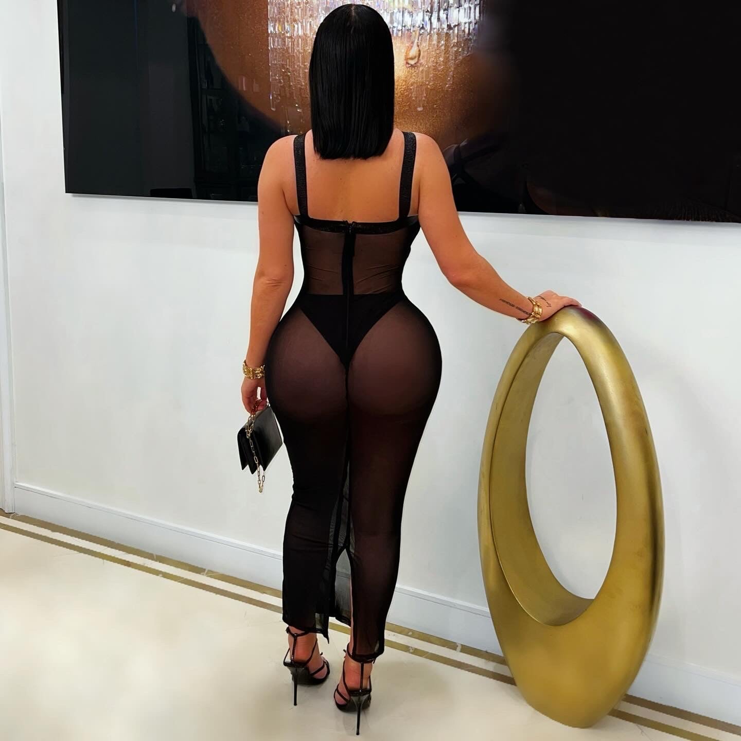 Etana caged midi dress (Black)