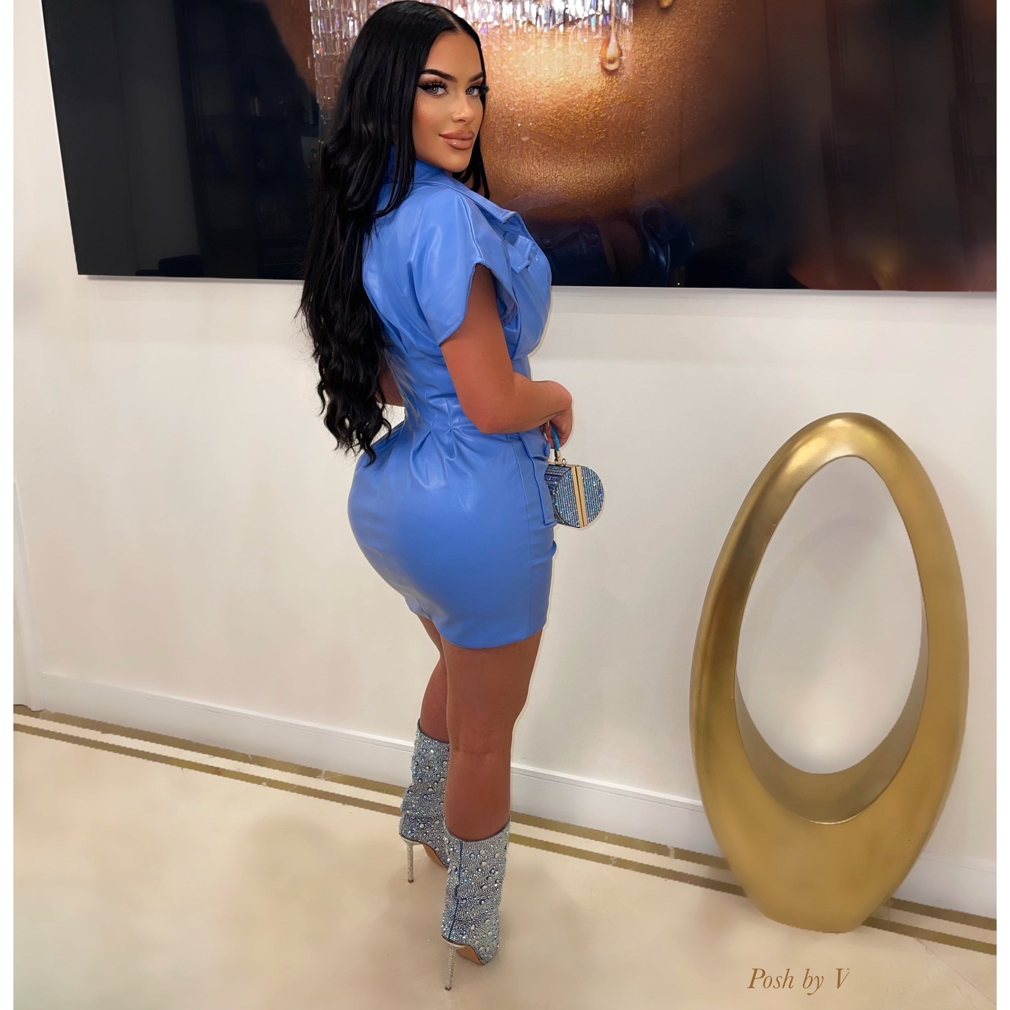 Nyza leather mini dress (Blue)