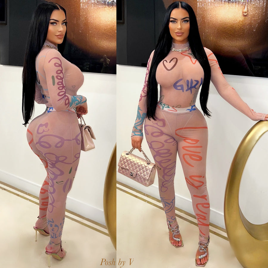 Remy leggings set (Nude multi)