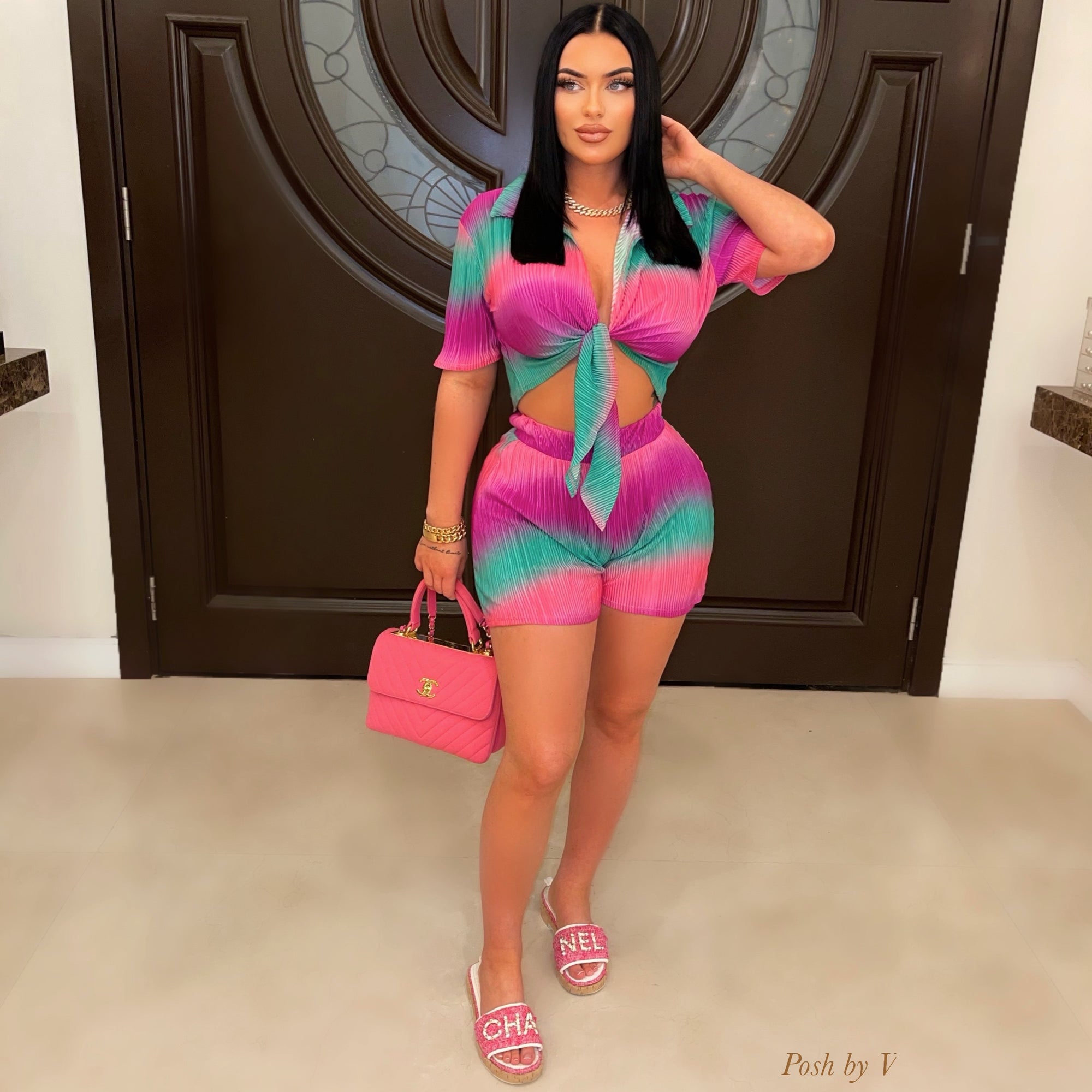 Gina ombre shorts set (Blue/green)