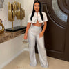 Chic glam palazzo pants (Silver)